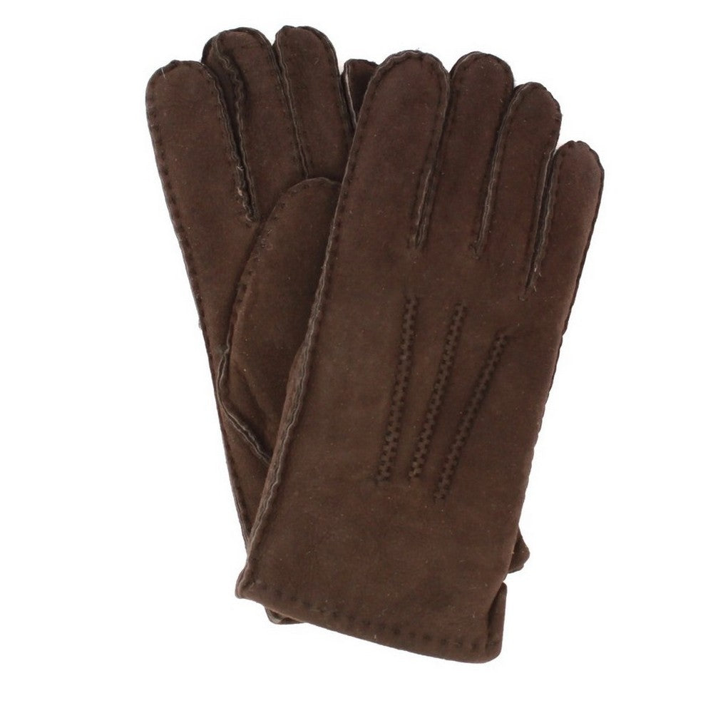 Brown - Front - Eastern Counties Leather Womens-Ladies Stitch Detail Sheepskin Gloves
