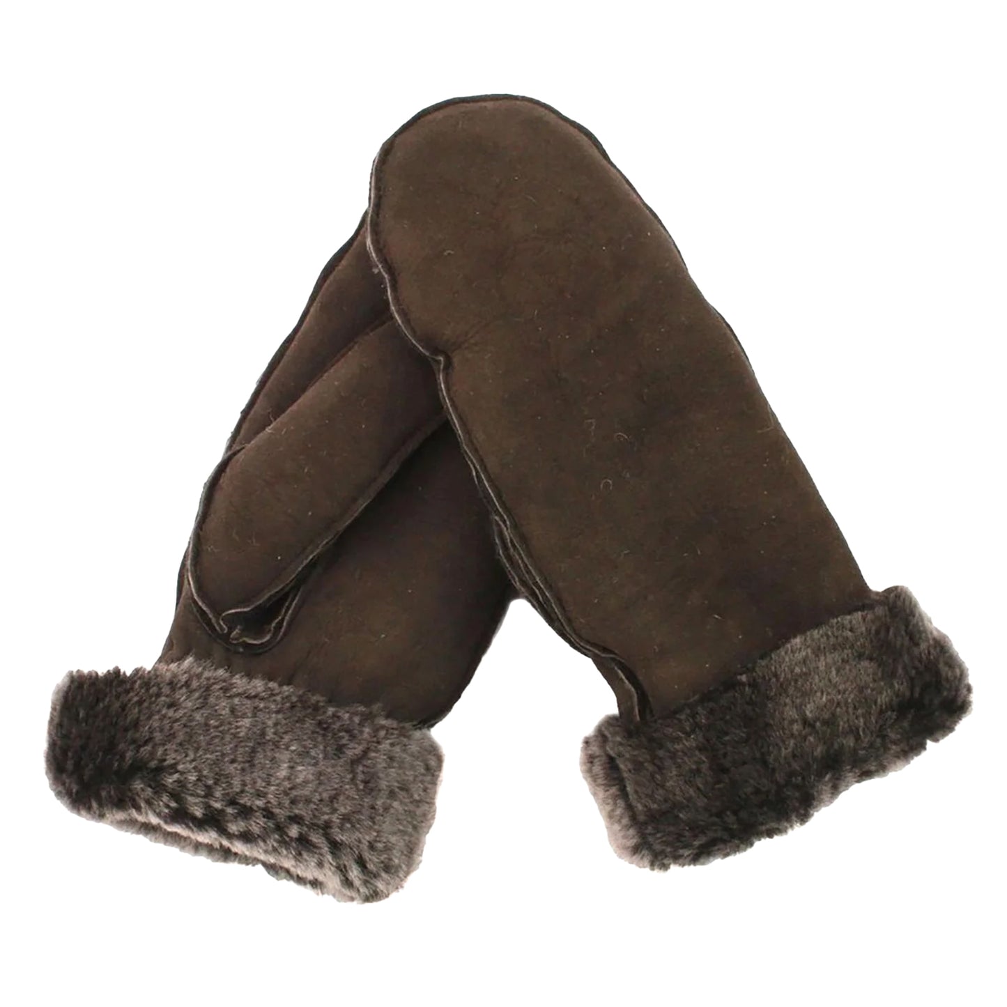 Brown - Front - Eastern Counties Leather Womens-Ladies Side Panels Sheepskin Mittens