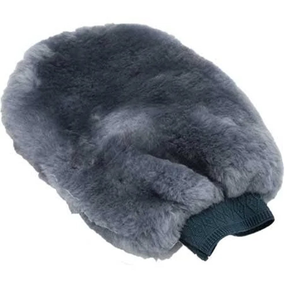 Grey - Back - Eastern Counties Leather Sheepskin Polishing Mitten
