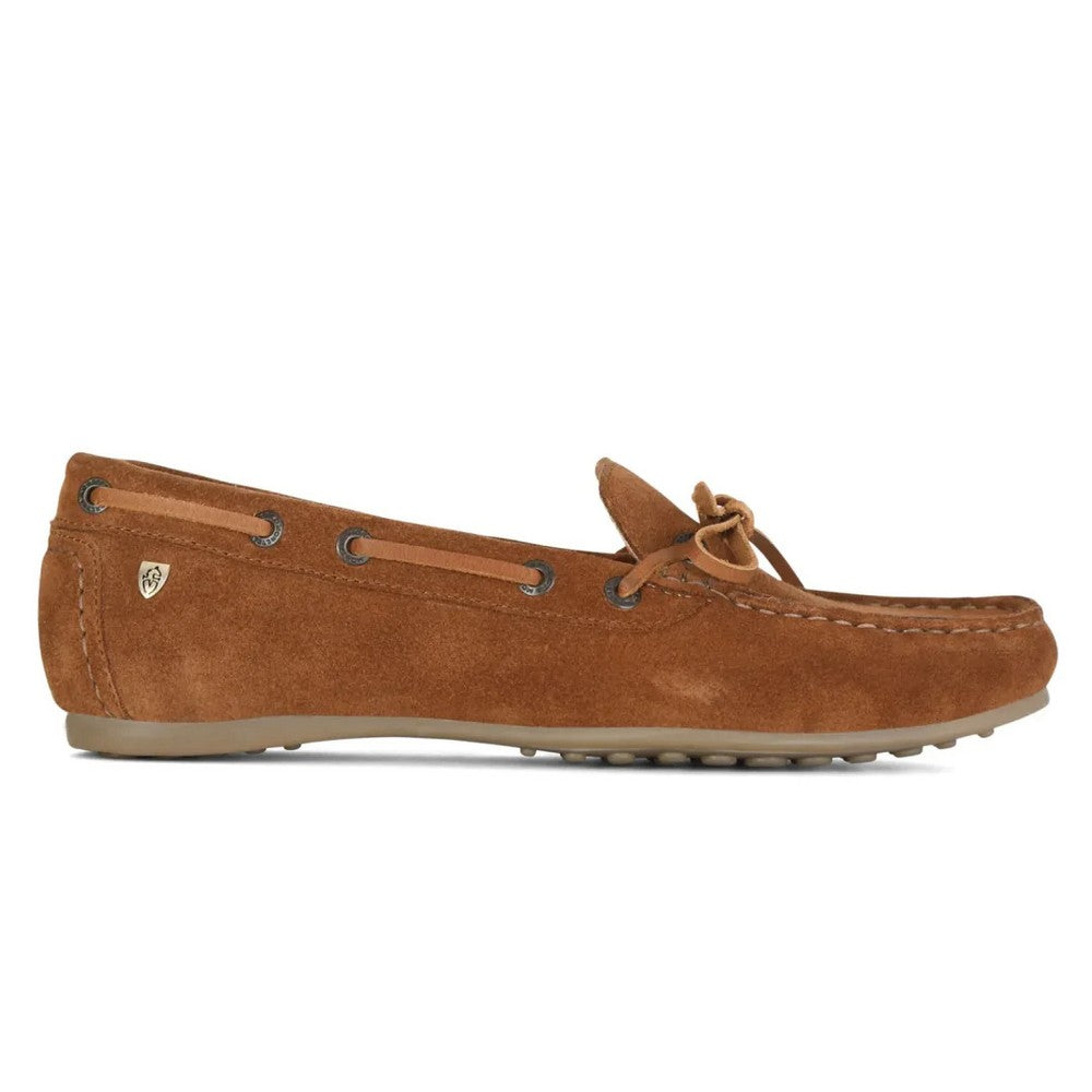 Tan - Front - Moretta Womens-Ladies Sofia Suede Moccasins