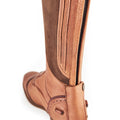Tan - Close up - Moretta Womens-Ladies Constantina Leather Long Riding Boots