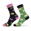 Green-Black-Pink - Front - Aubrion Womens-Ladies Sheep Bamboo Socks (Pack of 2)