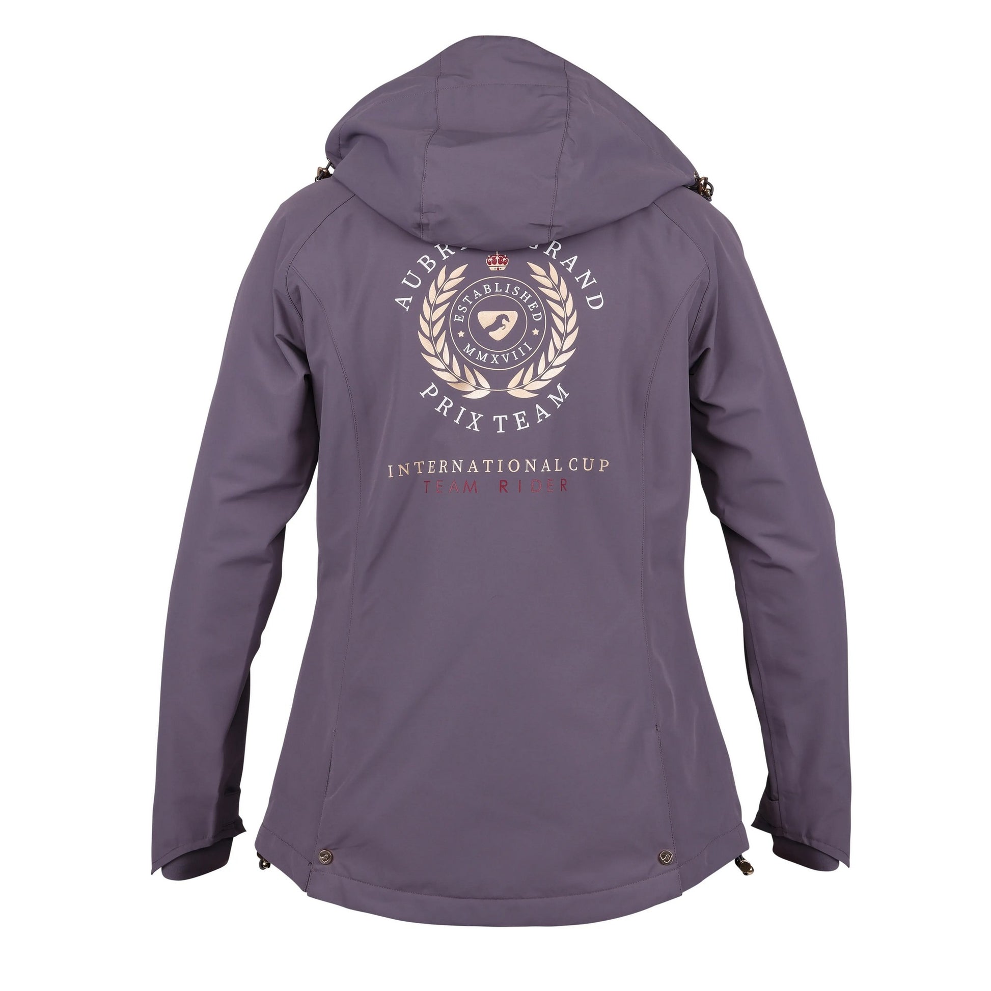 Grey - Back - Aubrion Girls Team Young Rider Waterproof Jacket