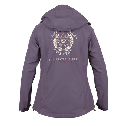 Grey - Back - Aubrion Girls Team Young Rider Waterproof Jacket