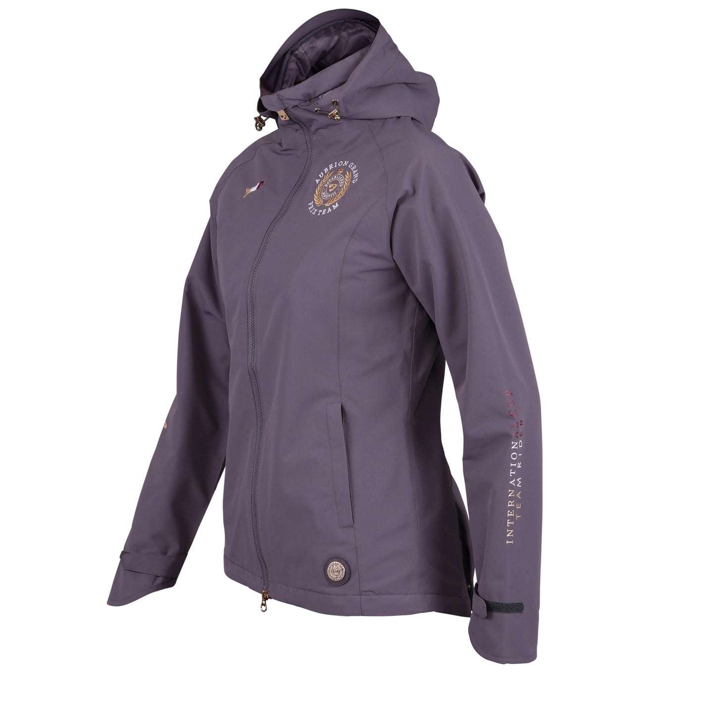 Grey - Side - Aubrion Girls Team Young Rider Waterproof Jacket
