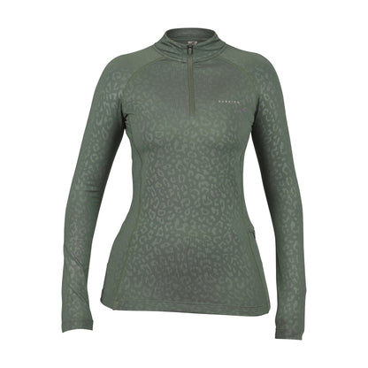 Green - Front - Aubrion Womens-Ladies Revive Base Layer Top
