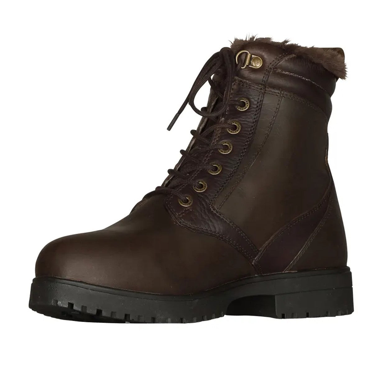 Brown - Back - Moretta Womens-Ladies Varese Leather Lace Up Country Boots
