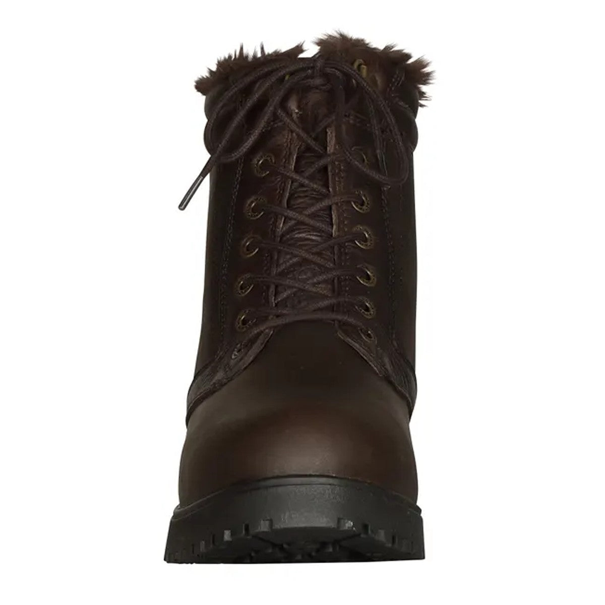 Brown - Front - Moretta Womens-Ladies Varese Leather Lace Up Country Boots