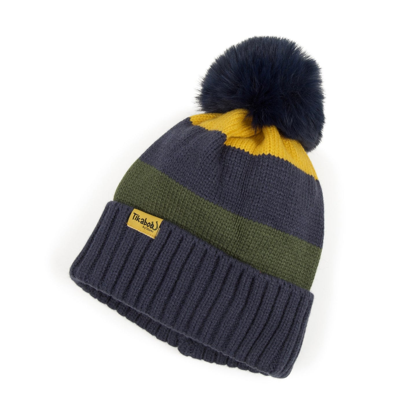 Midnight - Front - Tikaboo Childrens-Kids Stripe Bobble Beanie