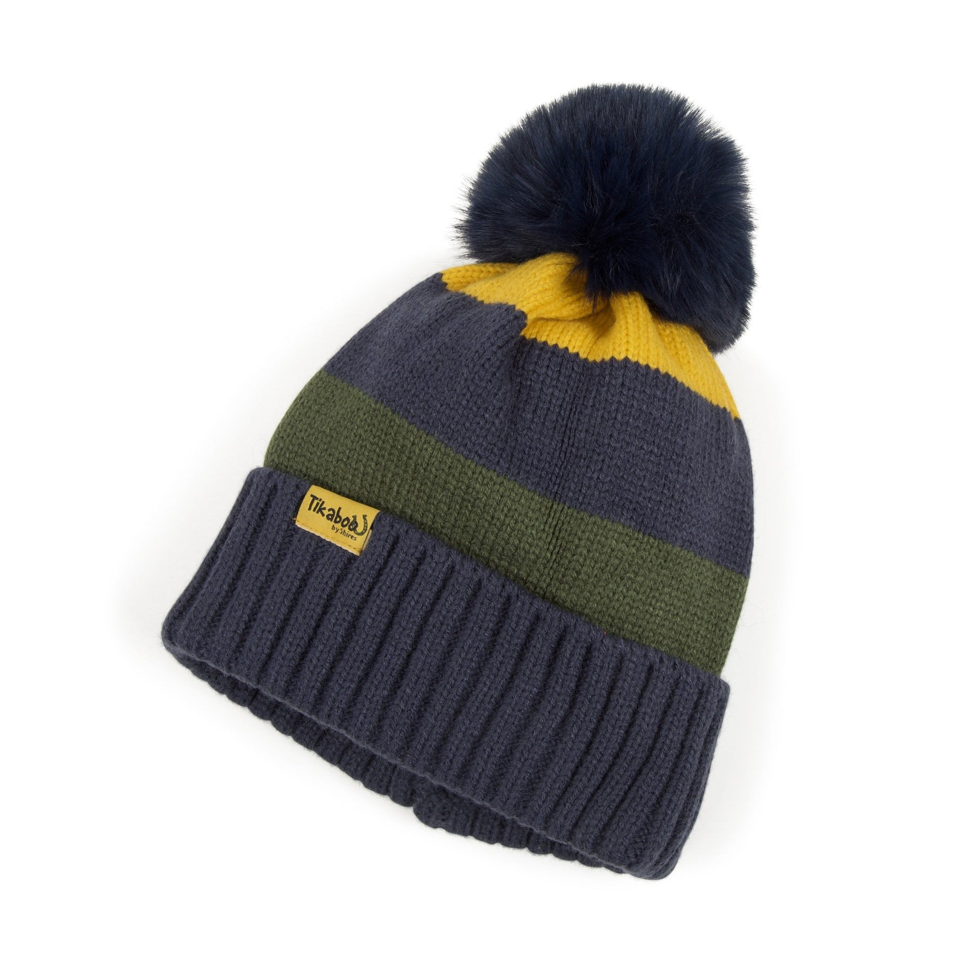 Midnight - Front - Tikaboo Childrens-Kids Stripe Bobble Beanie