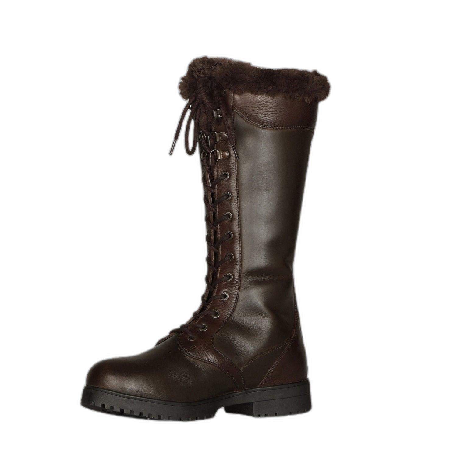 Brown - Back - Moretta Womens-Ladies Nola Leather Lace Up Standard Country Boots