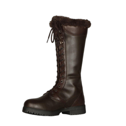 Brown - Back - Moretta Womens-Ladies Nola Leather Lace Up Standard Country Boots