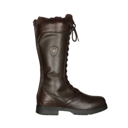 Brown - Side - Moretta Womens-Ladies Nola Leather Lace Up Standard Country Boots