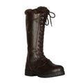 Brown - Close up - Moretta Womens-Ladies Nola Leather Lace Up Standard Country Boots