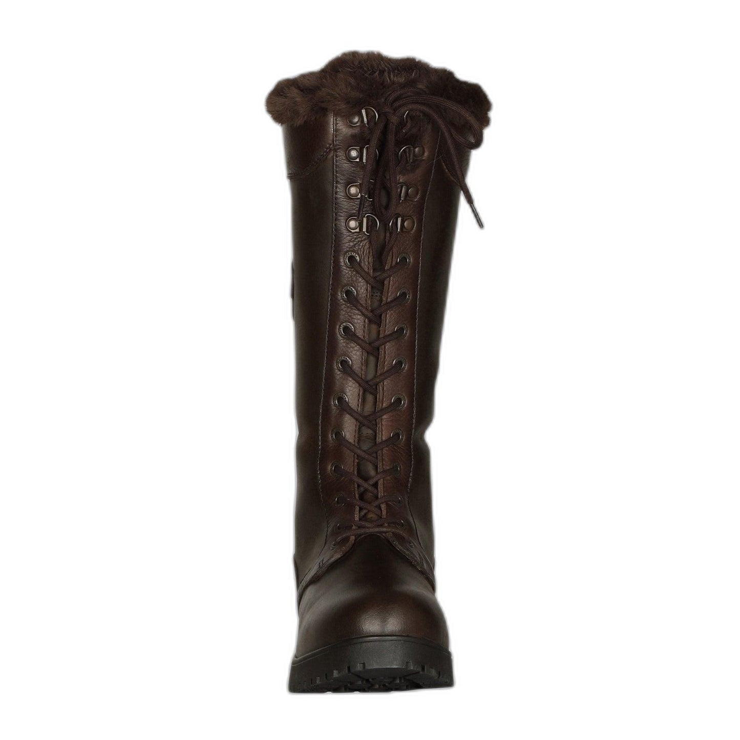 Brown - Front - Moretta Womens-Ladies Nola Leather Lace Up Standard Country Boots