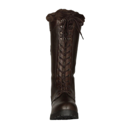Brown - Front - Moretta Womens-Ladies Nola Leather Lace Up Standard Country Boots