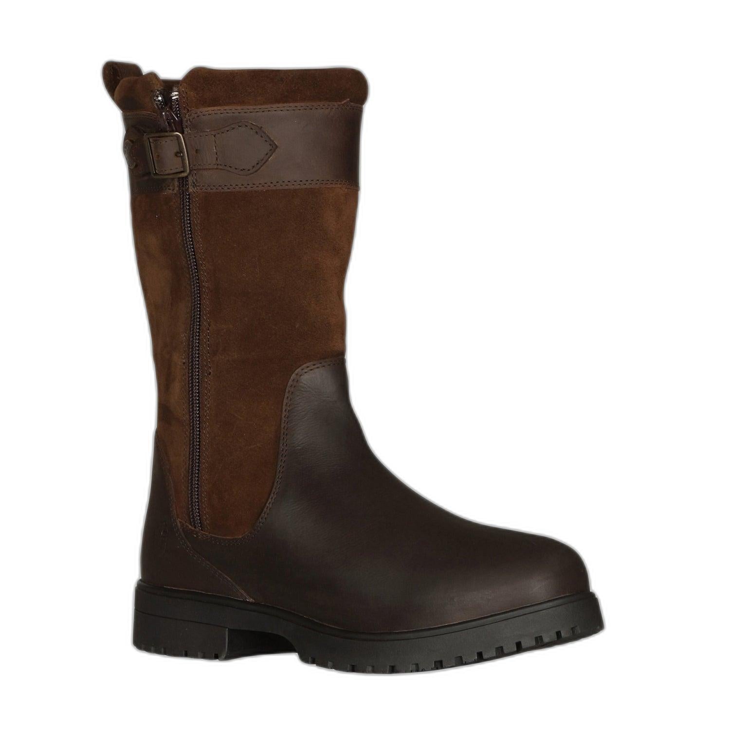 Brown - Side - Moretta Womens-Ladies Savona Leather Regular Country Boots