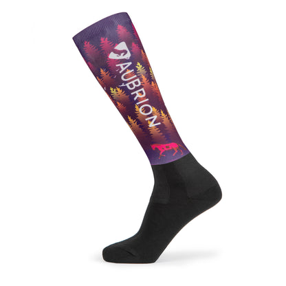 Purple - Front - Aubrion Unisex Adult Hyde Park Forest Knee High Socks
