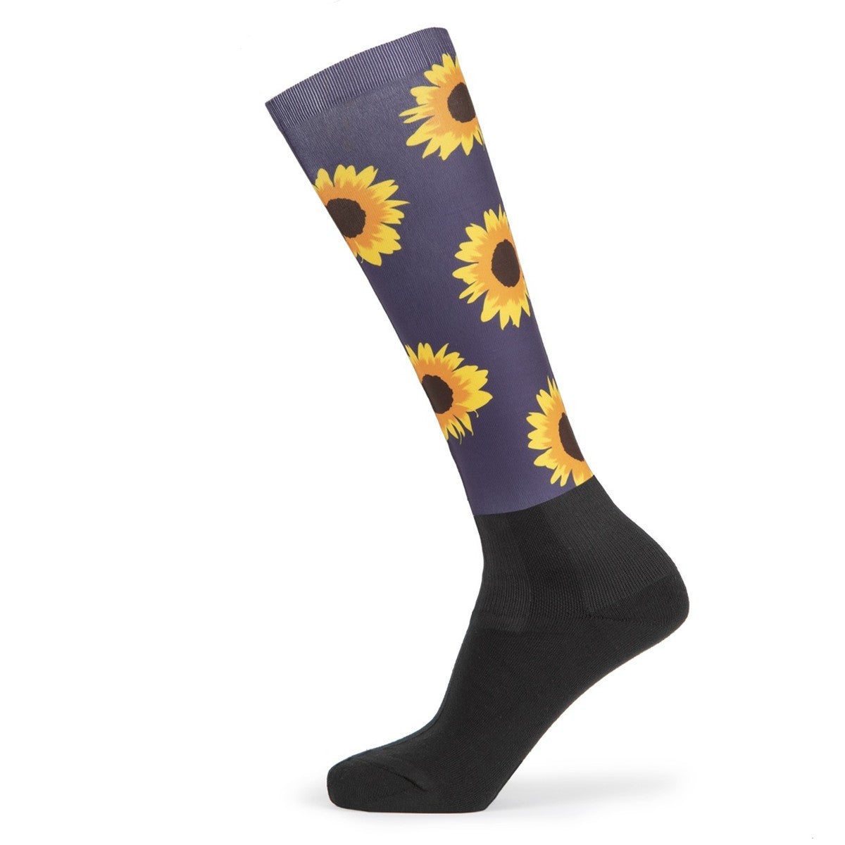 Navy-Yellow - Front - Aubrion Childrens-Kids Hyde Park Sunflower Knee High Socks
