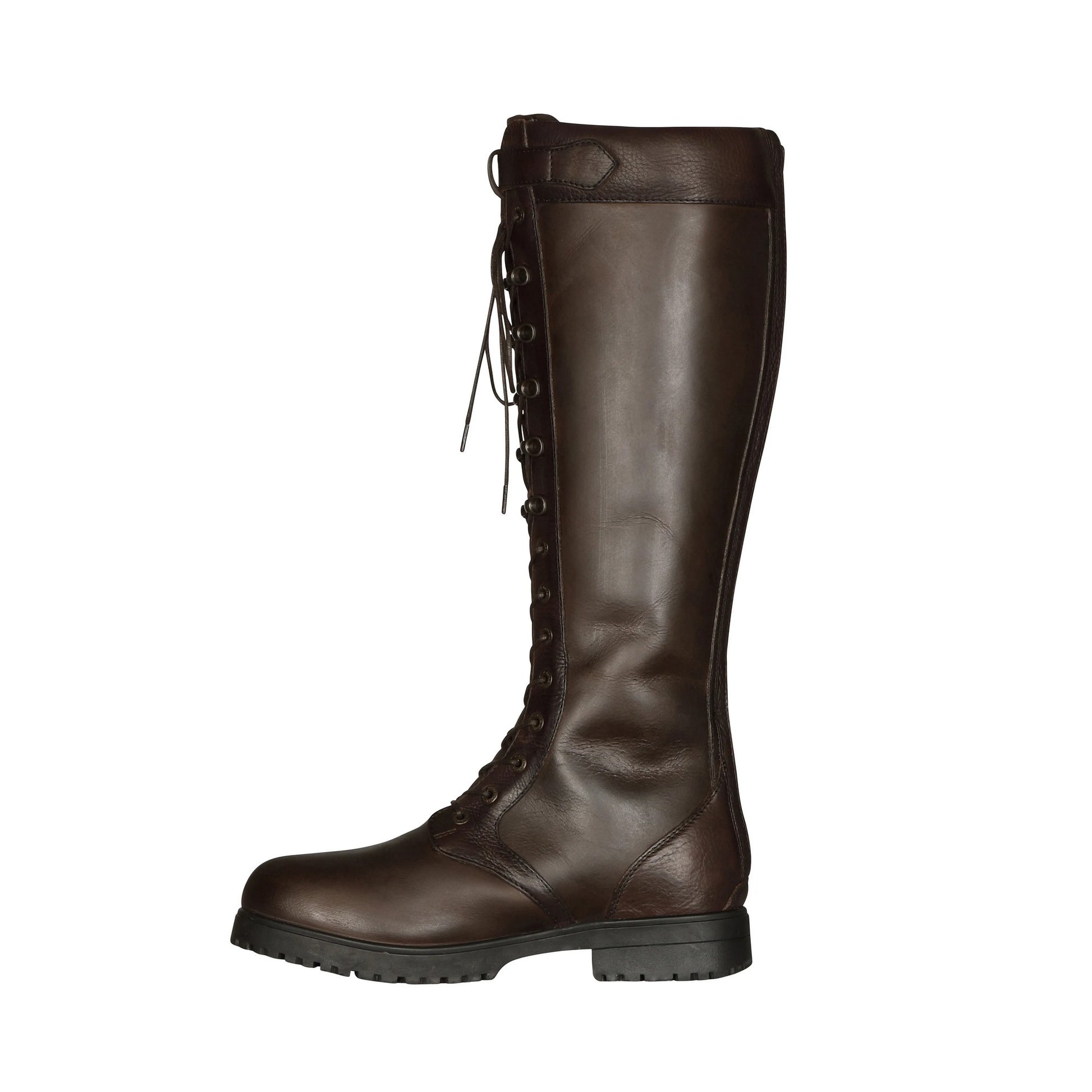 Dark Brown - Back - Moretta Womens-Ladies Teramo Lace Leather Country Boots