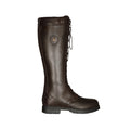 Dark Brown - Side - Moretta Womens-Ladies Teramo Lace Leather Country Boots
