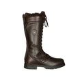 Brown - Side - Moretta Womens-Ladies Nola Lace Leather Country Boots