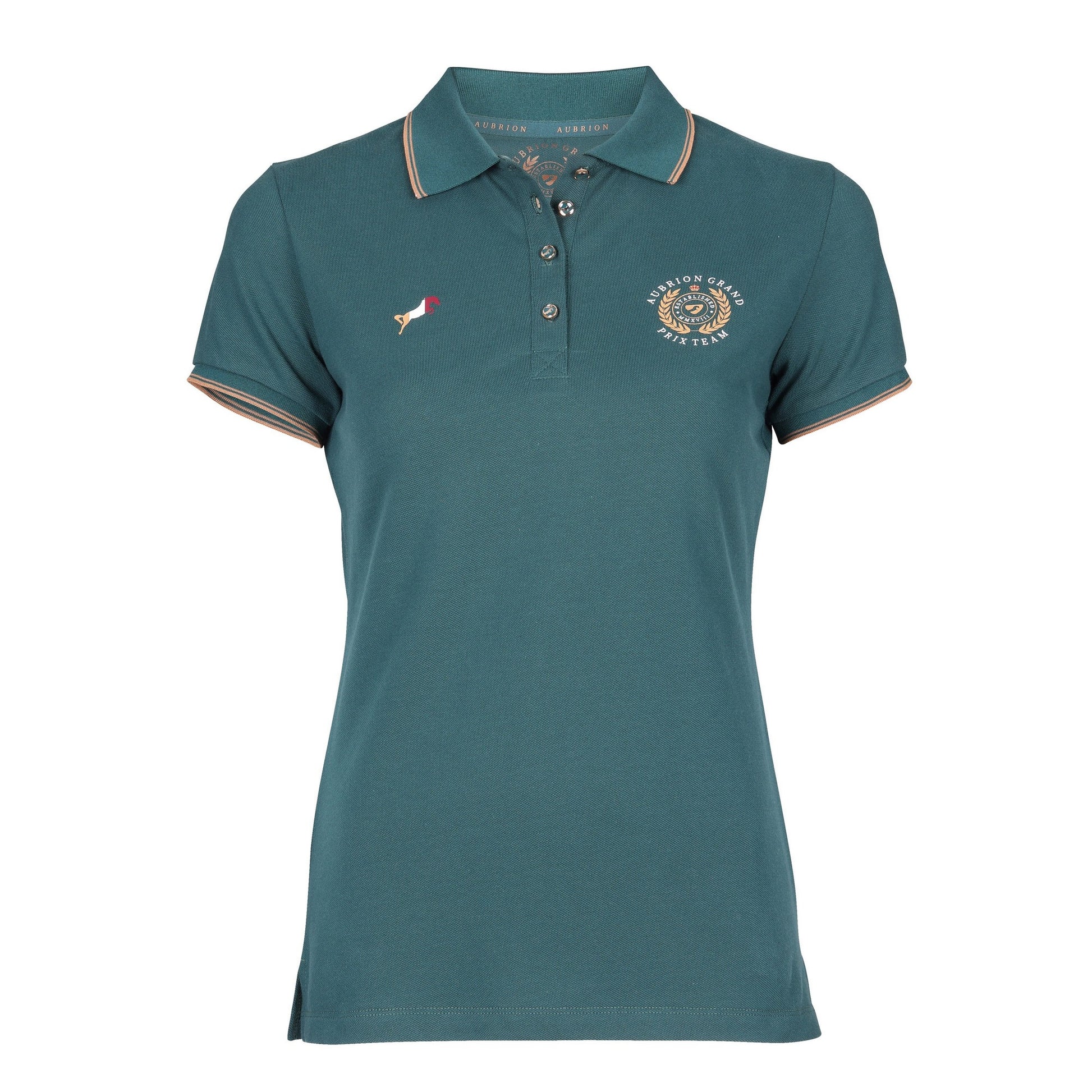 Green - Front - Aubrion Girls Team Polo Shirt