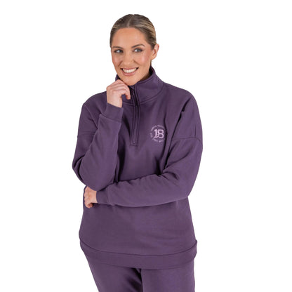 Purple - Front - Aubrion Womens-Ladies Serene Half Zip Sweatshirt
