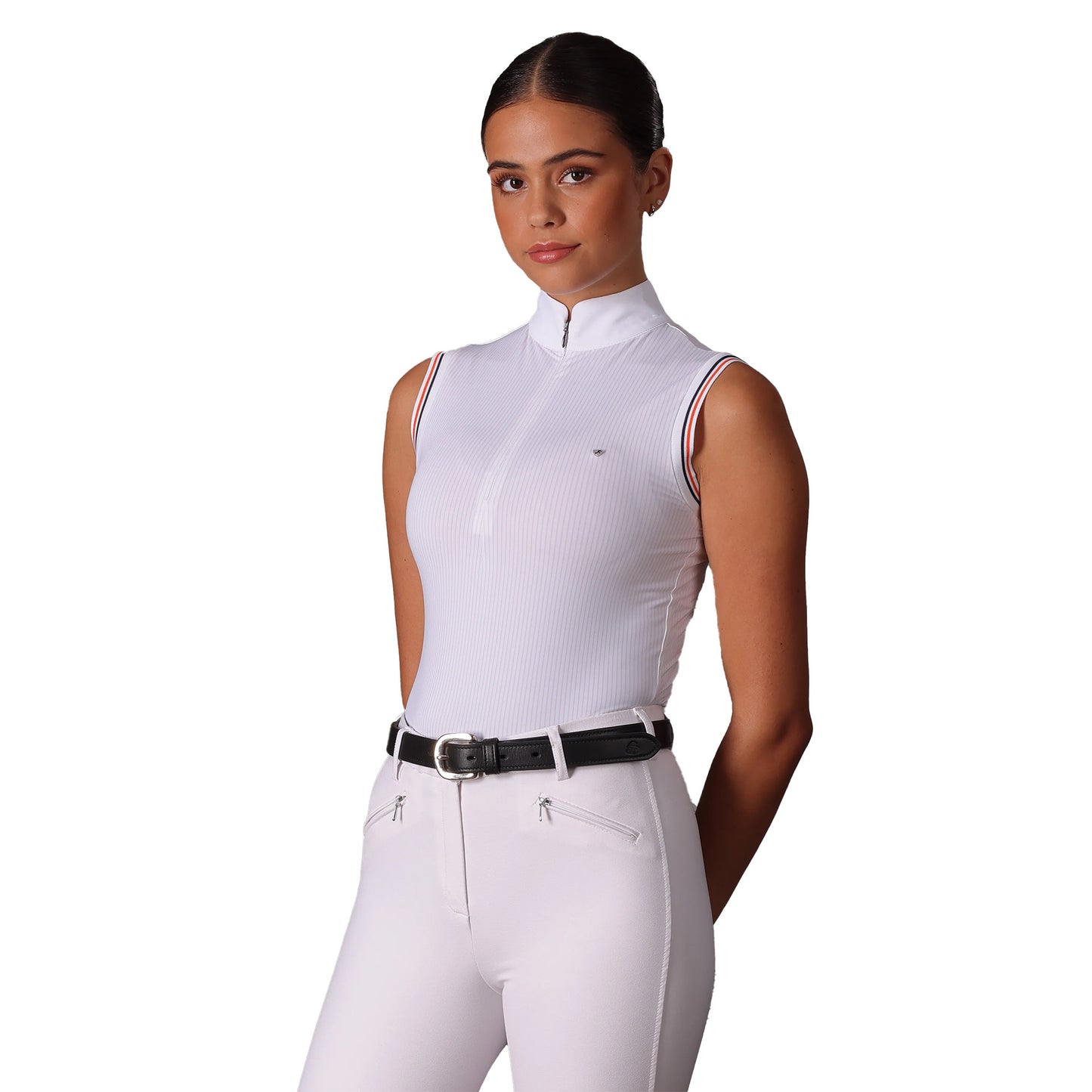 Pink - Back - Aubrion Womens-Ladies Arcaster Pinstripe Sleeveless Show Shirt