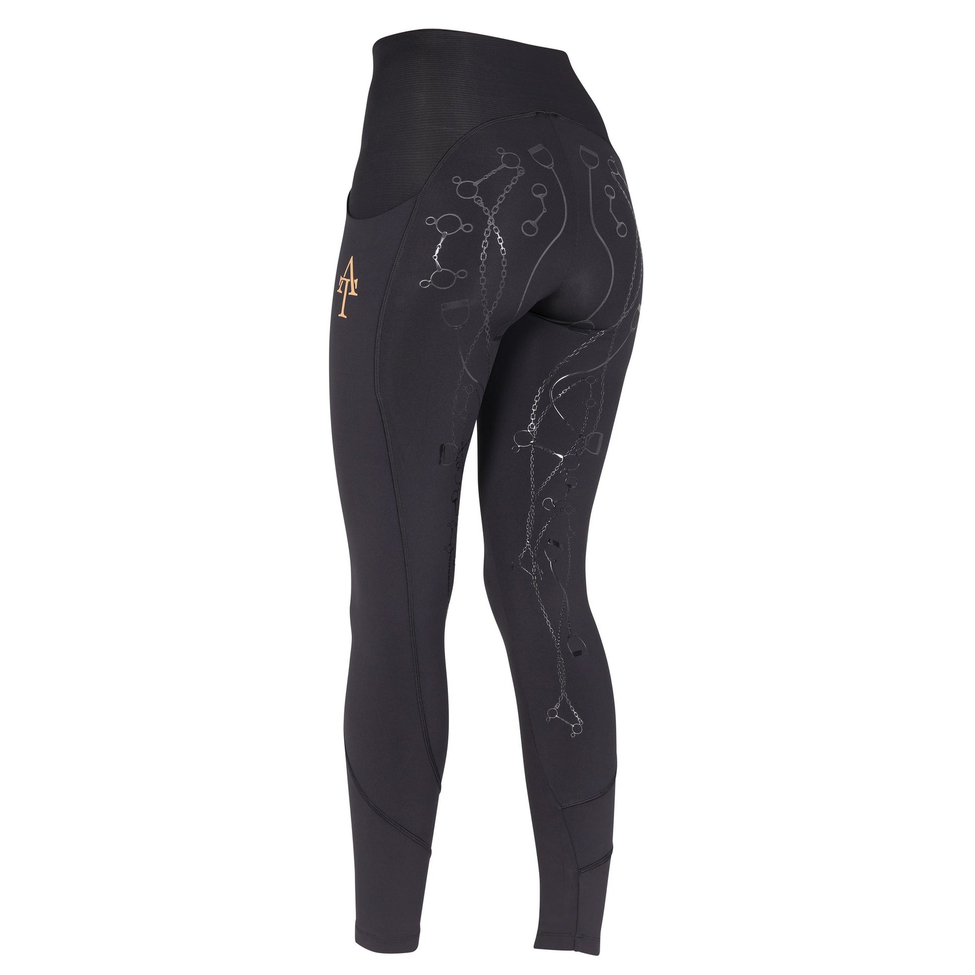 Black - Back - Aubrion Womens-Ladies Team Horse Riding Tights
