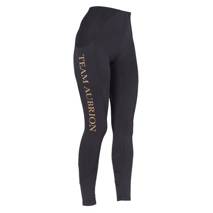 Black - Side - Aubrion Womens-Ladies Team Horse Riding Tights