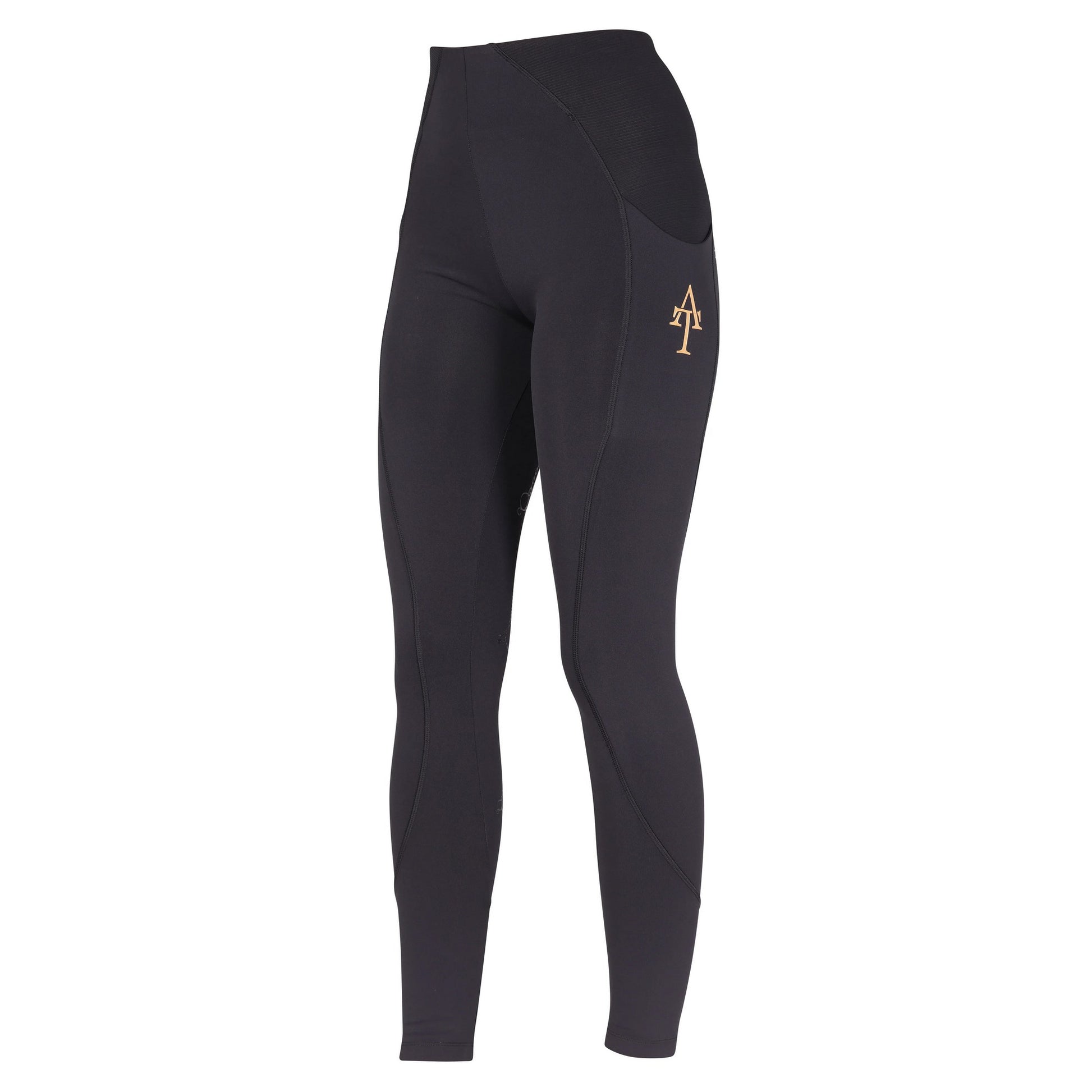 Black - Front - Aubrion Womens-Ladies Team Horse Riding Tights
