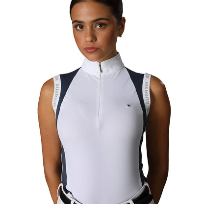 Navy - Back - Aubrion Womens-Ladies Newbel Contrast Panel Sleeveless Show Shirt