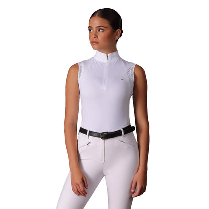 White - Front - Aubrion Womens-Ladies Newbel Contrast Panel Sleeveless Show Shirt