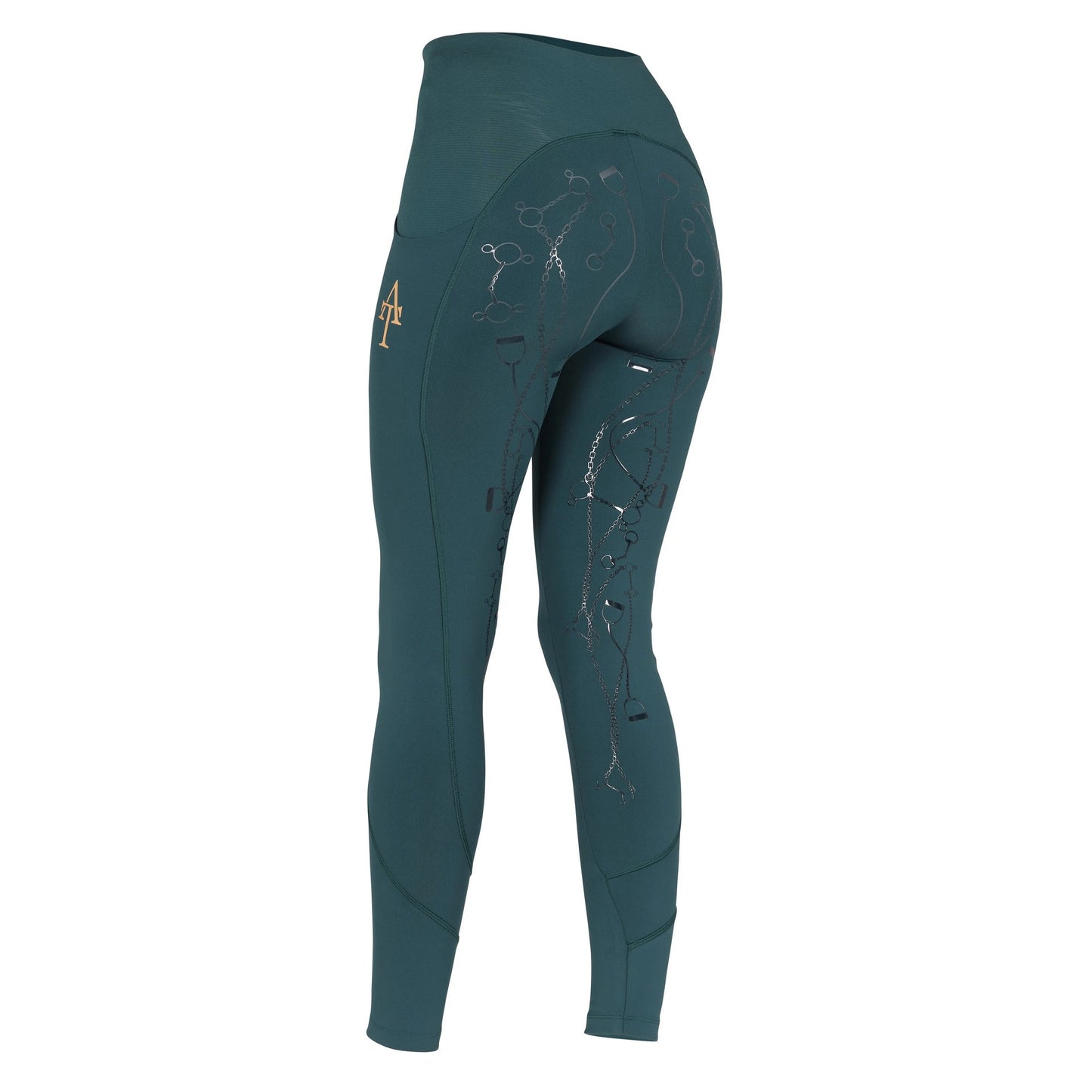 Green - Back - Aubrion Girls Team Horse Riding Tights