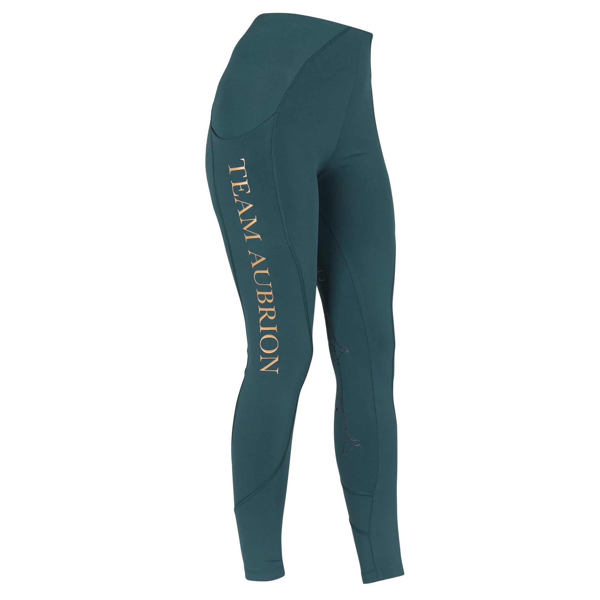 Green - Side - Aubrion Girls Team Horse Riding Tights