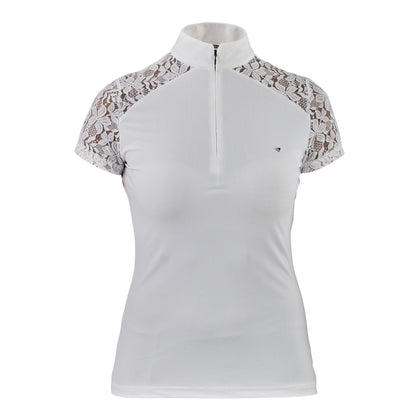 White - Front - Aubrion Girls Ambel Lace Show Shirt