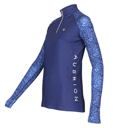 Navy - Lifestyle - Aubrion Womens-Ladies Hyde Park Paisley Base Layer Top