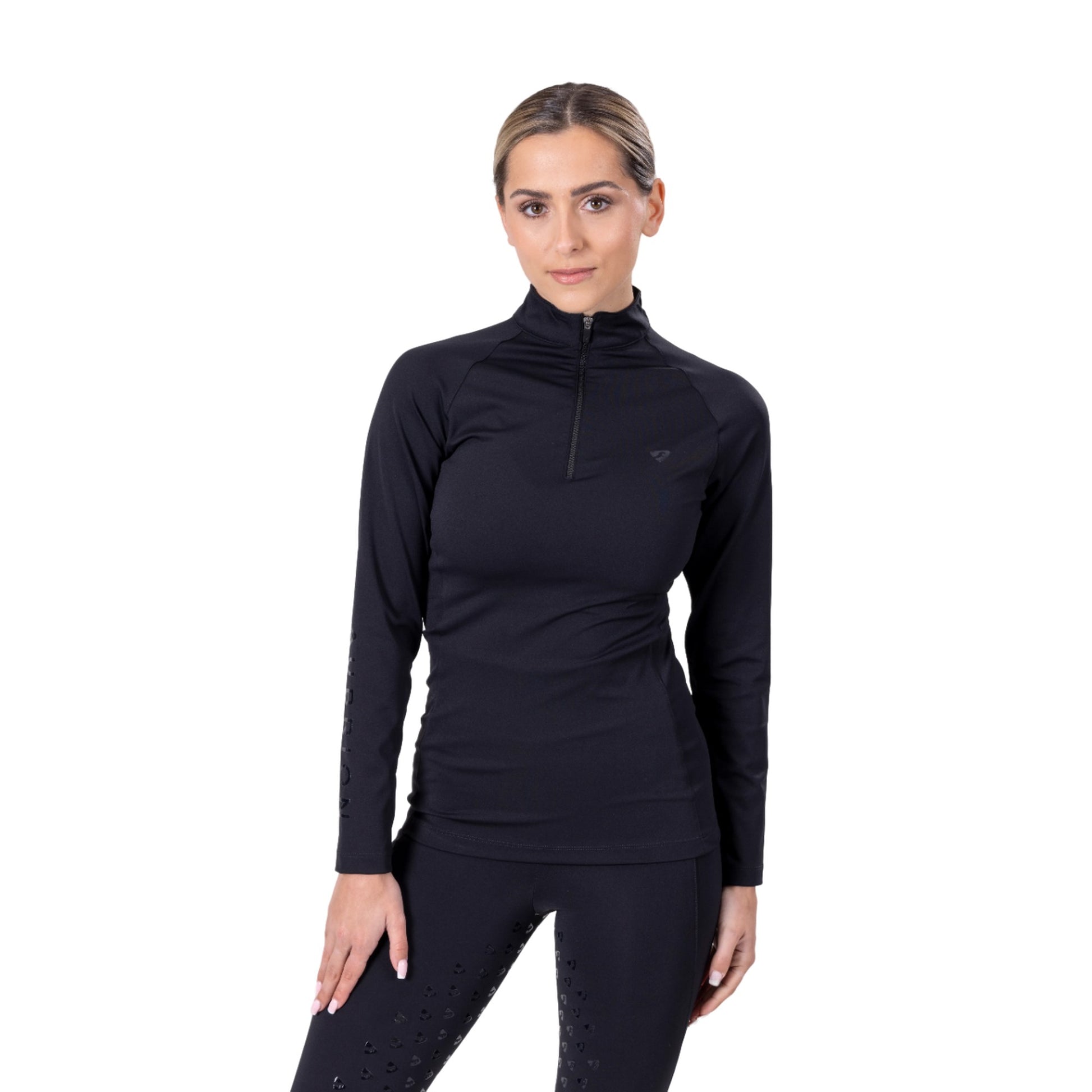 Black - Back - Aubrion Womens-Ladies Eltar Quarter Zip Base Layer Top