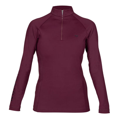 Black Cherry - Front - Aubrion Womens-Ladies Eltar Quarter Zip Base Layer Top