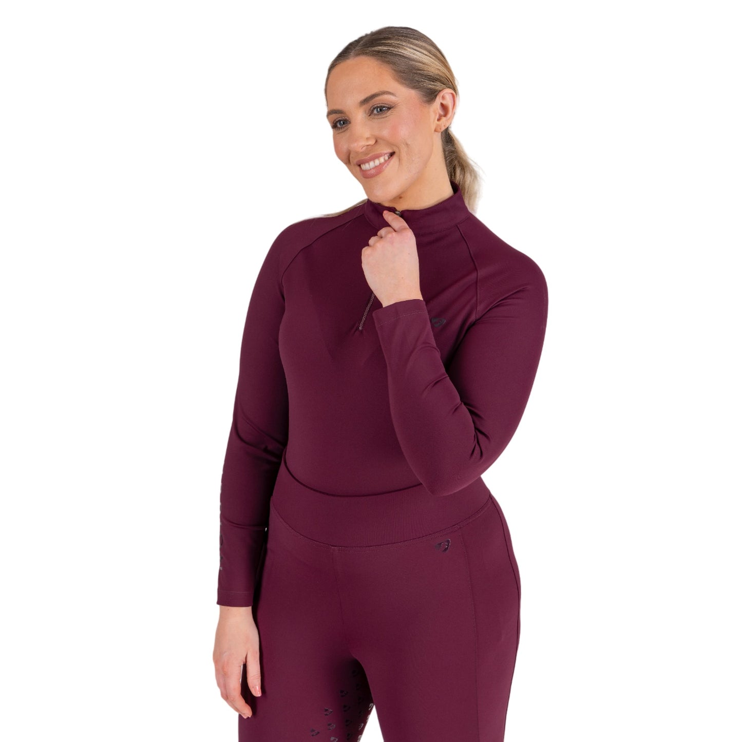 Black Cherry - Side - Aubrion Womens-Ladies Eltar Quarter Zip Base Layer Top