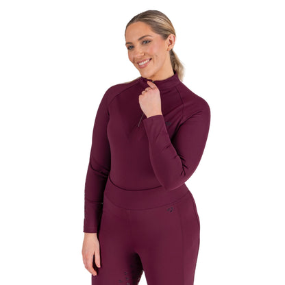 Black Cherry - Side - Aubrion Womens-Ladies Eltar Quarter Zip Base Layer Top