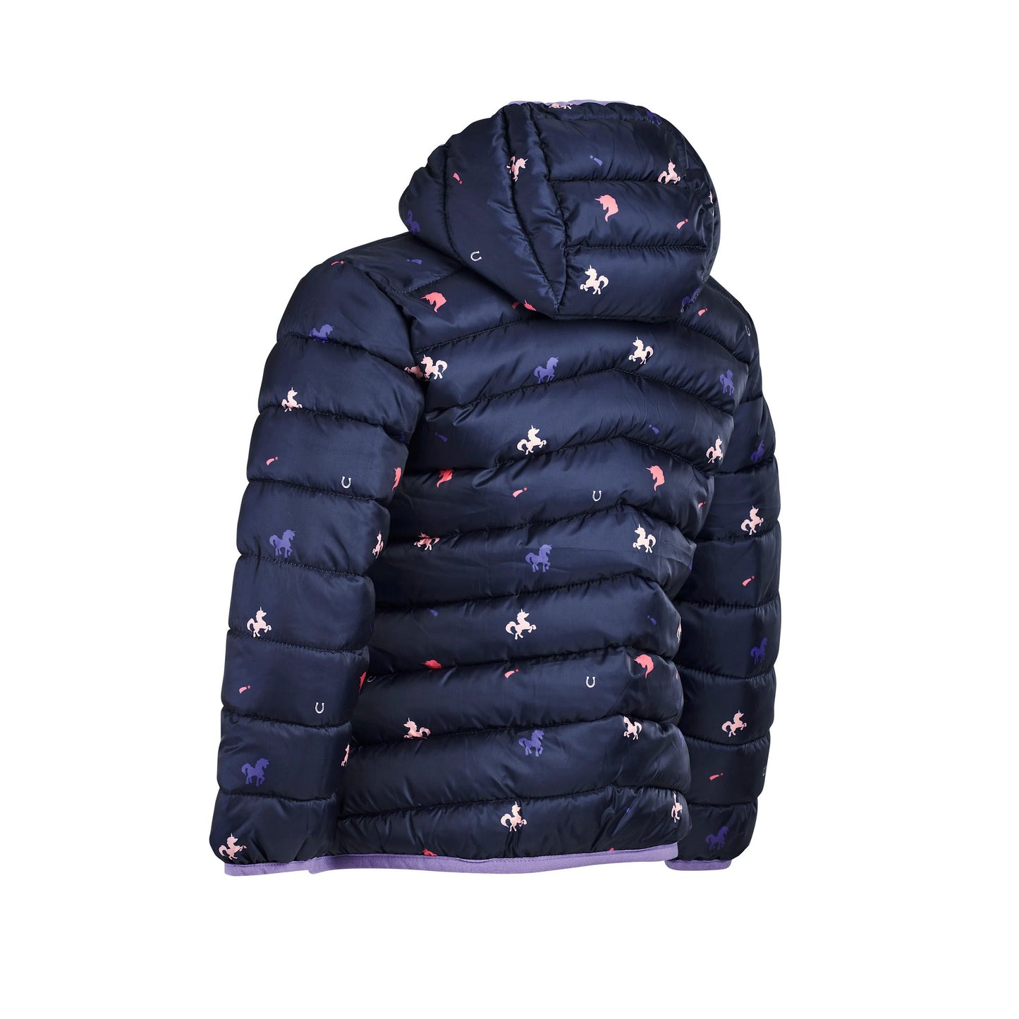 Navy-Purple - Back - Tikaboo Childrens-Kids Unicorn Padded Jacket