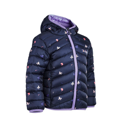 Navy-Purple - Side - Tikaboo Childrens-Kids Unicorn Padded Jacket