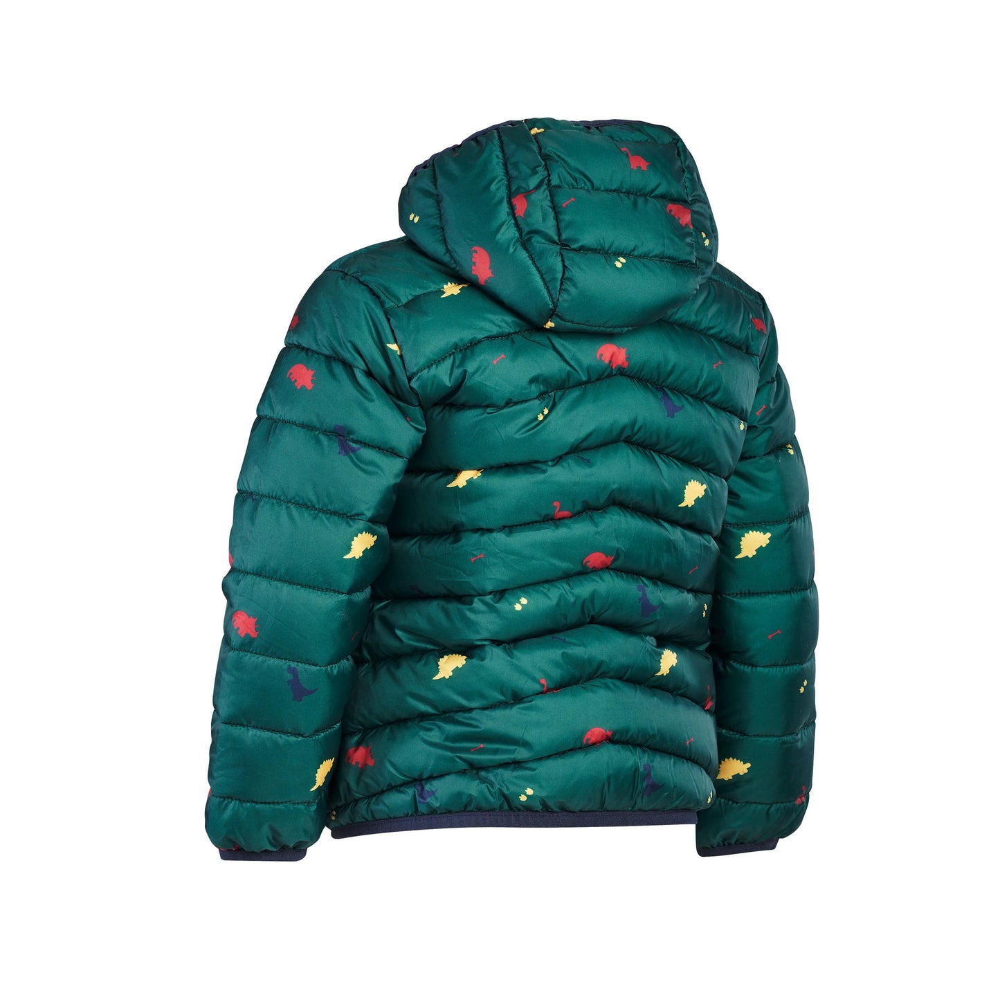 Green-Navy - Back - Tikaboo Childrens-Kids Dinosaur Padded Jacket