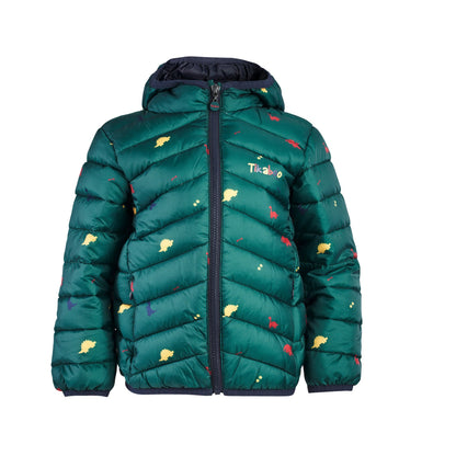 Green-Navy - Front - Tikaboo Childrens-Kids Dinosaur Padded Jacket