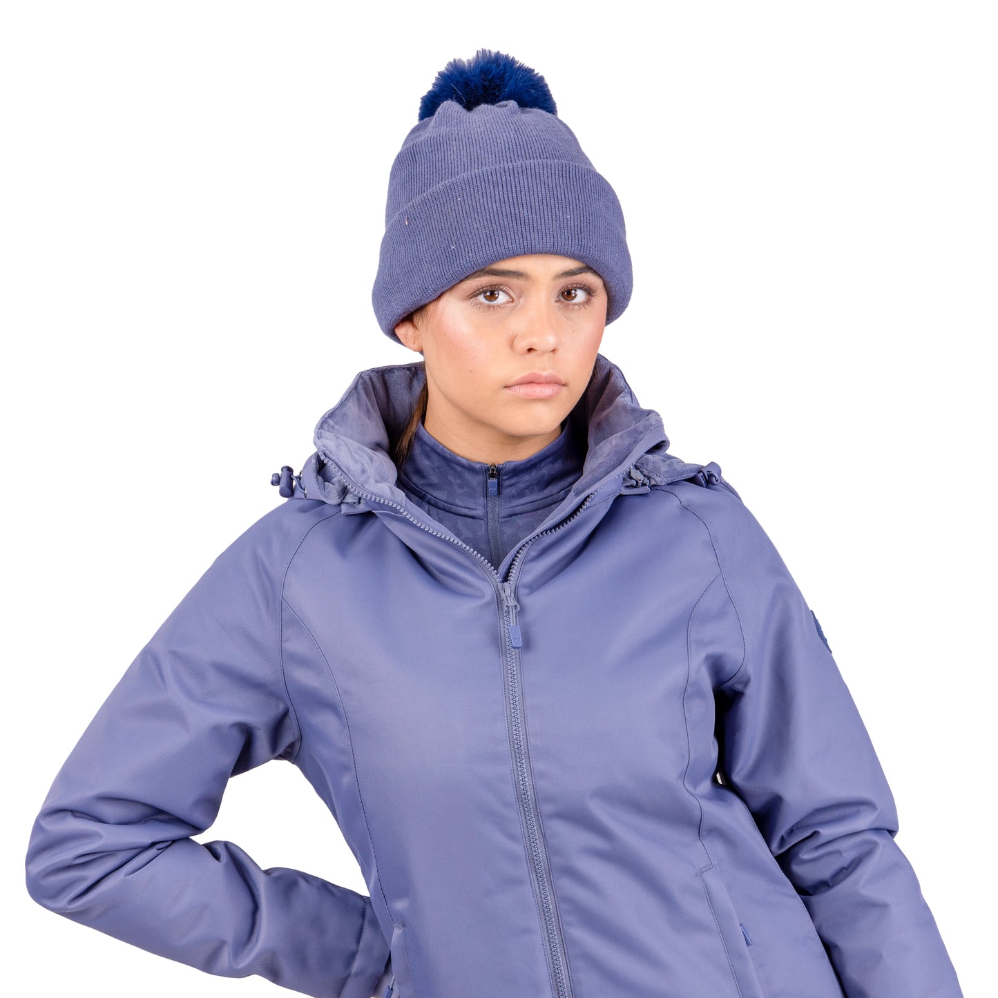 Blue - Back - Aubrion Bobble Fleece Lined Hat
