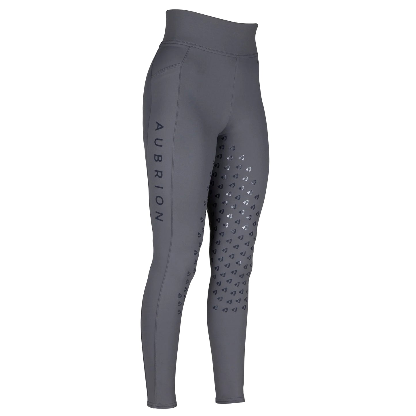 Grey - Front - Aubrion Girls Eltar Horse Riding Tights