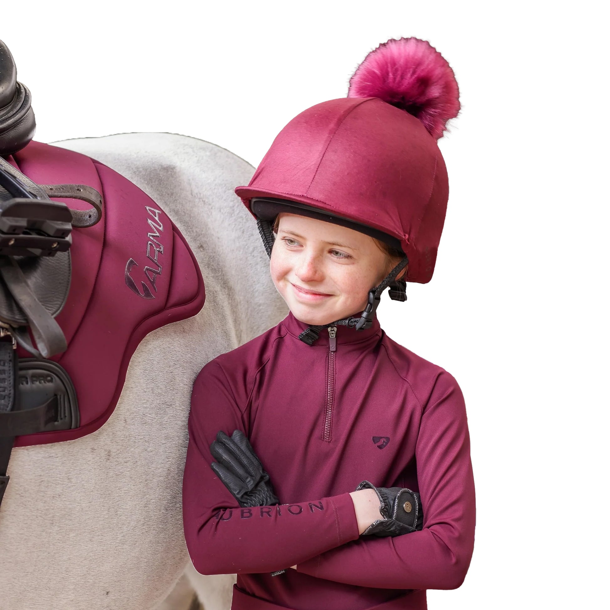 Black Cherry - Back - Aubrion Girls Eltar Base Layer Top
