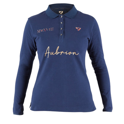 Navy - Front - Aubrion Womens-Ladies Team Long-Sleeved Polo Shirt